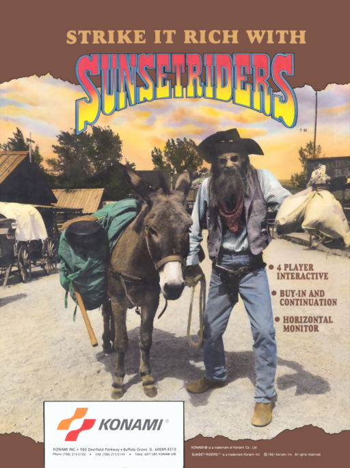 Sunset Riders (4 Players ver. EAA) Arcade Game Cover